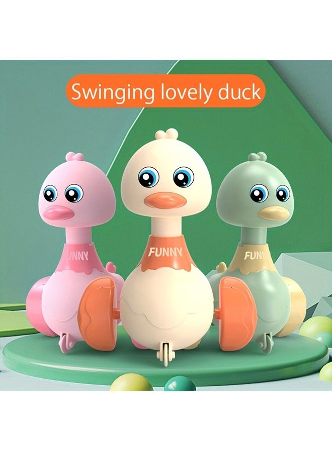 Cute Duck Push Rocking Toy Car, Cartoon Parent-Child Interactive Educational Toy, Interactive Early Education Learning Toy For Boys And Girls, No Batteries Required Before Pressing - Image 2